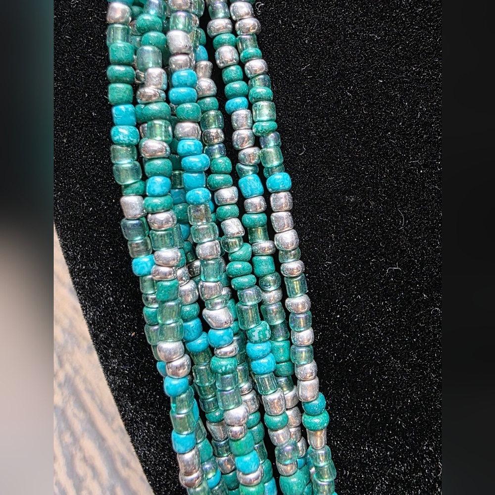 Multi-Strand Turquoise Bead Statement Necklace | … - image 3